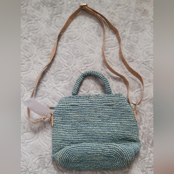 Vegan cork and raphia shoulder purse - Picture 5 of 10